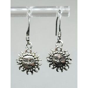 Sterling Silver Smiling Sun Wire Earrings